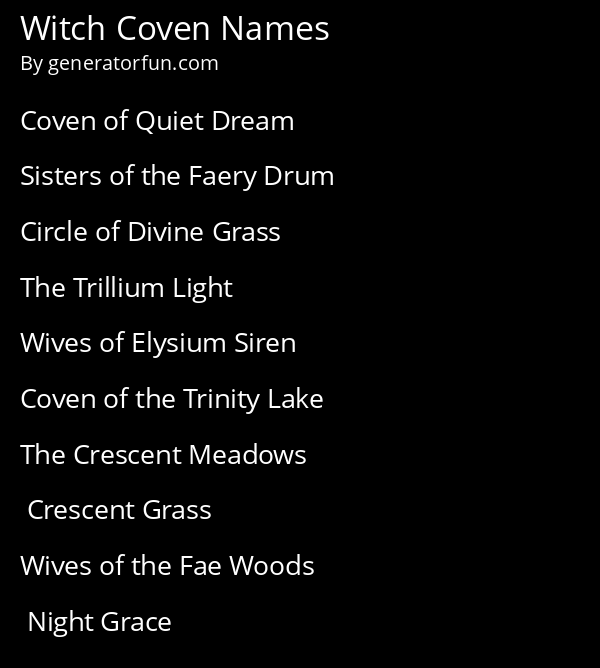 Witch Coven Names