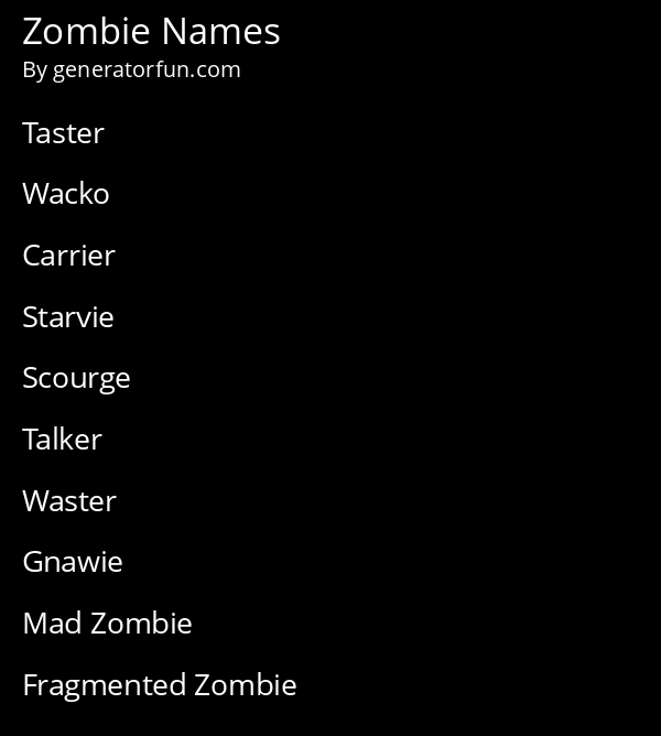 Zombie Names