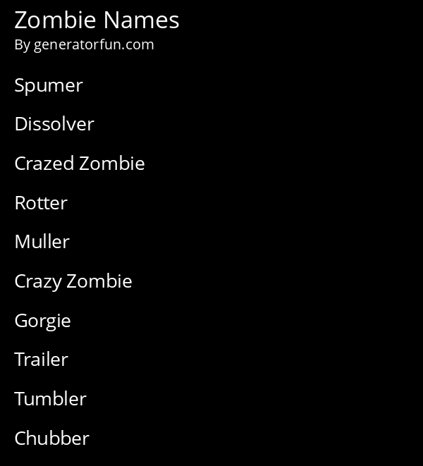 Zombie Names