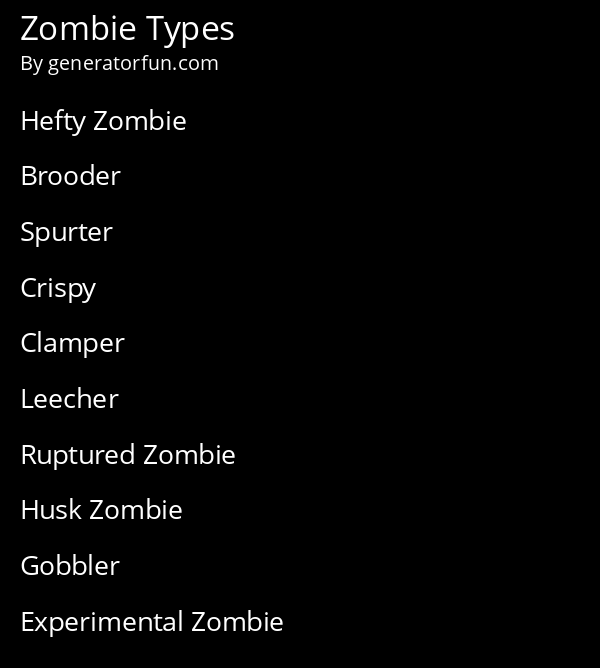 Zombie Types